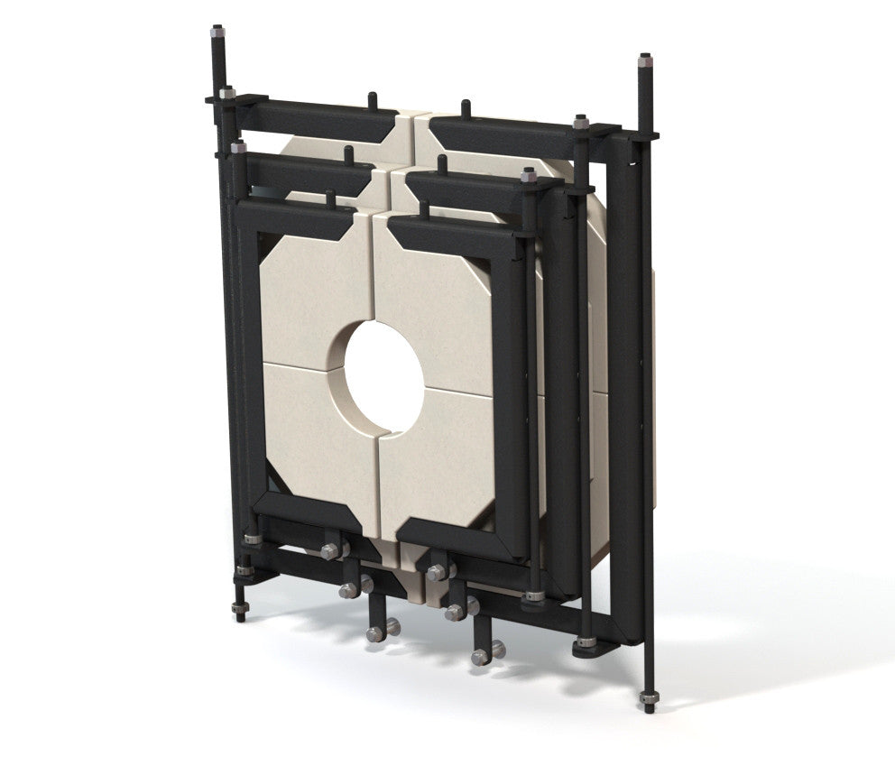 Large glory hole door system with replaceable door inserts.